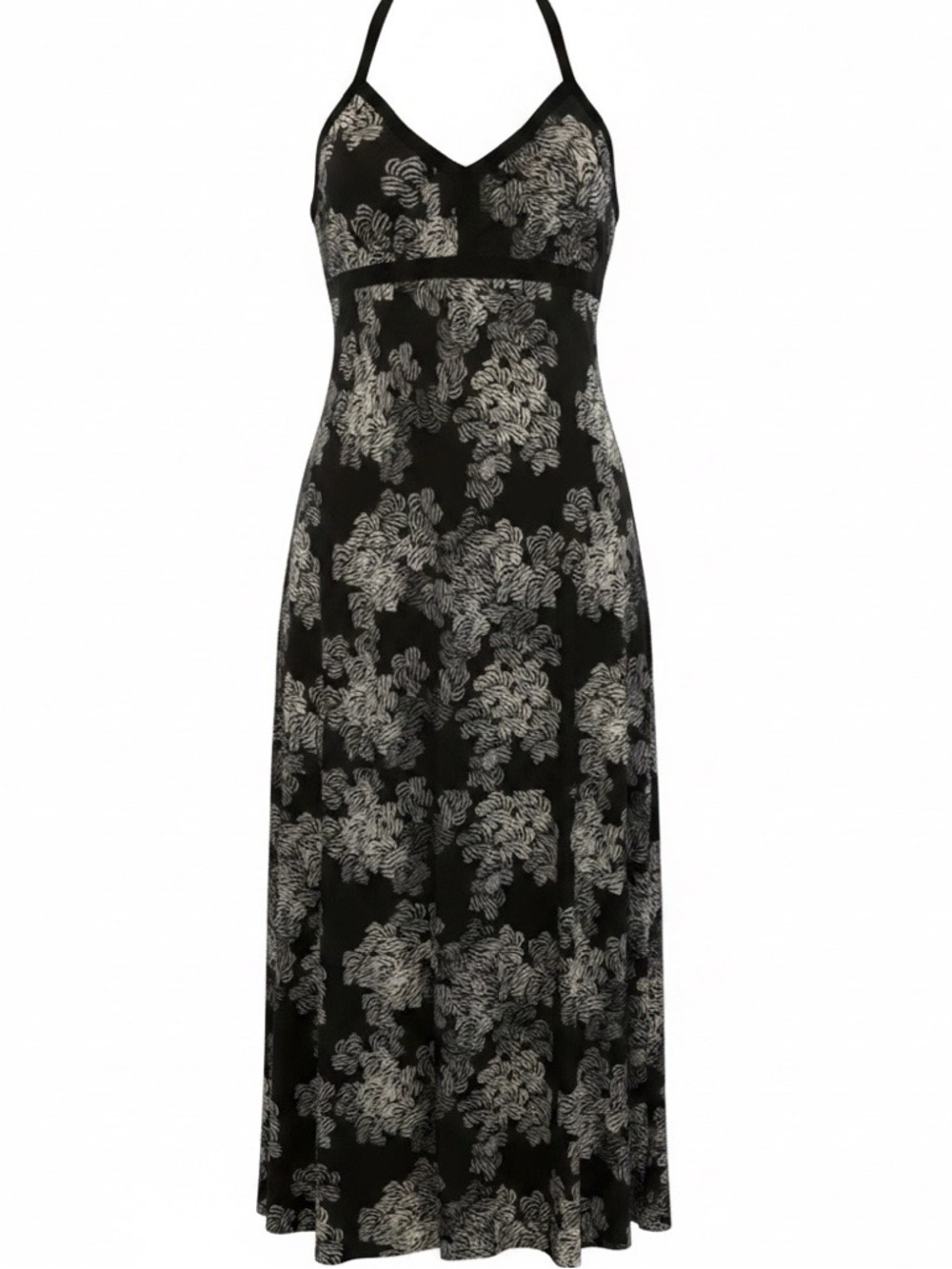 J. CREW Black White & Gray “techno” Floral Pattern Halter Tie Midi Dress Size 14
